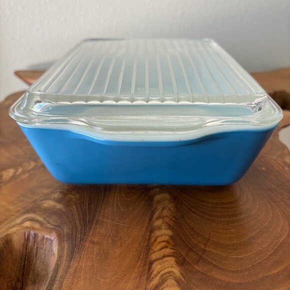 RARE VTG Pyrex Snowflake Blue Snowflake Garland Refrigerator Dish 1 1/2 QT MCM - Picture 5 of 11